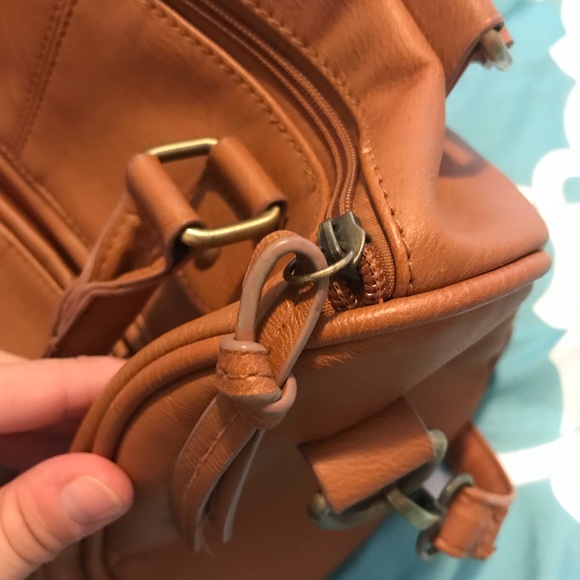 MSK Tan Leather Handbag with Crossbody Strap - Picture 4 of 8